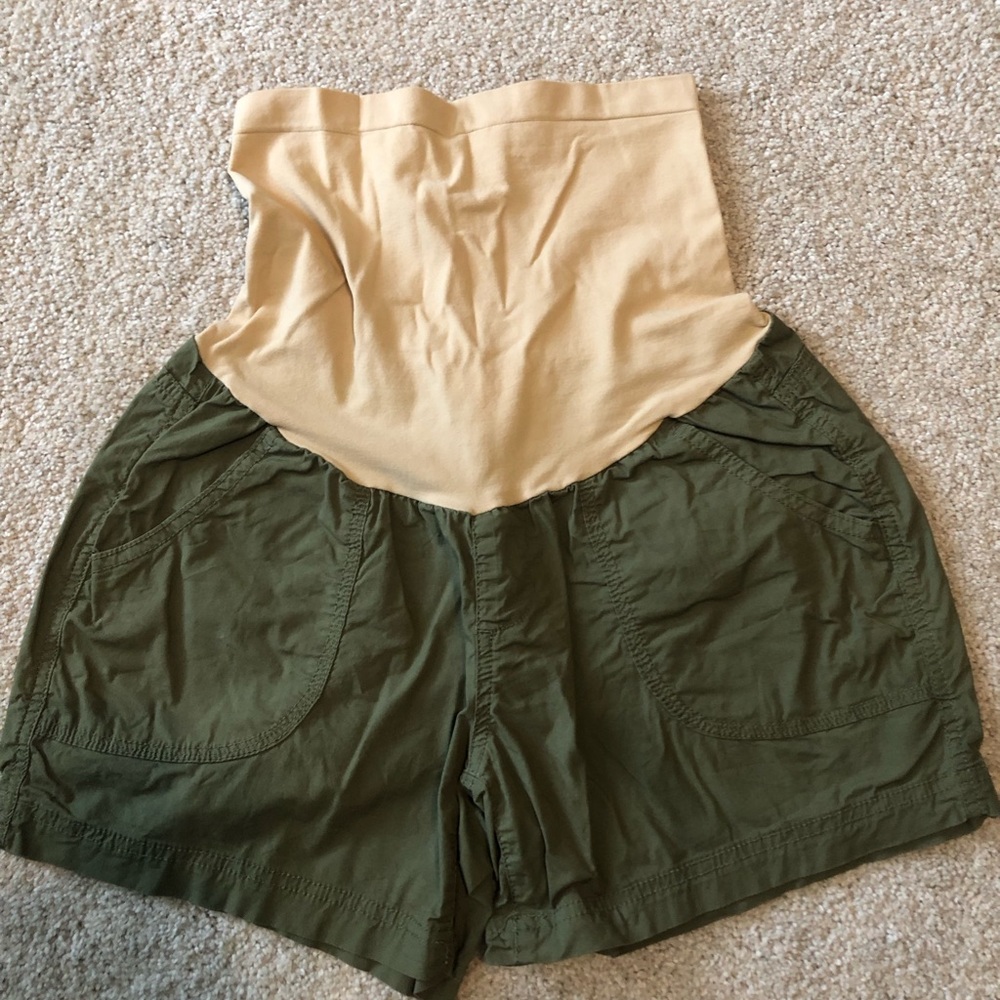 Motherhood Maternity Olive Green Shorts with pockets